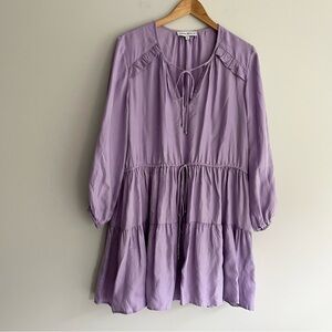Karina Grimaldi Lilac Ruffled Tiered Balloon Sleeves Dress Large